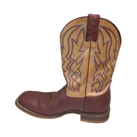 Nocona Mens Full Quill Ostrich Leather Western Cowboy Boots Cognac 11 D main image 6